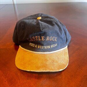 Vintage Castle Rock Feed Western Wear Hat Suede Brim Rope Accent Bob Massey Cap